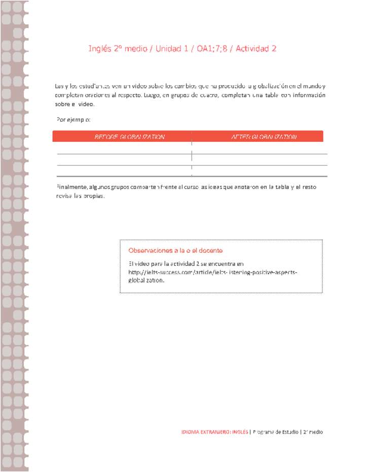 Inglés 2 medio-Unidad 1-OA1;7;8-Actividad 2 Inglés 2 medio-Unidad 1-OA1;7;8-Actividad 2
