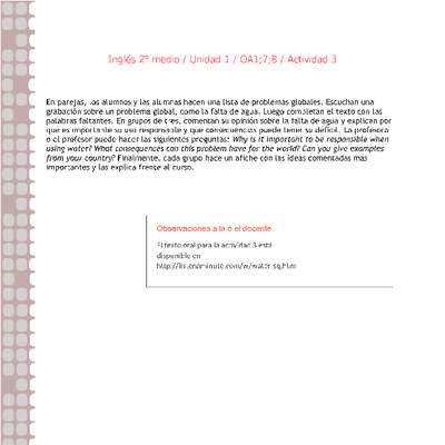Inglés 2 medio-Unidad 1-OA1;7;8-Actividad 3 Inglés 2 medio-Unidad 1-OA1;7;8-Actividad 3