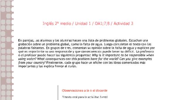 Inglés 2 medio-Unidad 1-OA1;7;8-Actividad 3 Inglés 2 medio-Unidad 1-OA1;7;8-Actividad 3