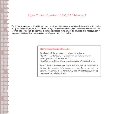 Inglés 2 medio-Unidad 1-OA1;7;8-Actividad 4 Inglés 2 medio-Unidad 1-OA1;7;8-Actividad 4