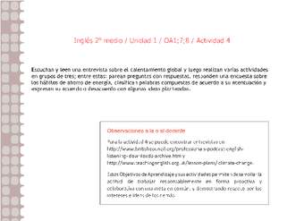 Inglés 2 medio-Unidad 1-OA1;7;8-Actividad 4 Inglés 2 medio-Unidad 1-OA1;7;8-Actividad 4