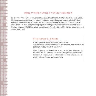 Inglés 2 medio-Unidad 1-OA2;3-Actividad 4 Inglés 2 medio-Unidad 1-OA2;3-Actividad 4