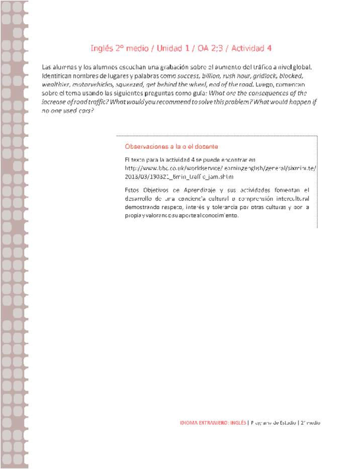 Inglés 2 medio-Unidad 1-OA2;3-Actividad 4 Inglés 2 medio-Unidad 1-OA2;3-Actividad 4