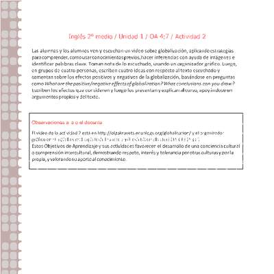 Inglés 2 medio-Unidad 1-OA4;7-Actividad 2 Inglés 2 medio-Unidad 1-OA4;7-Actividad 2