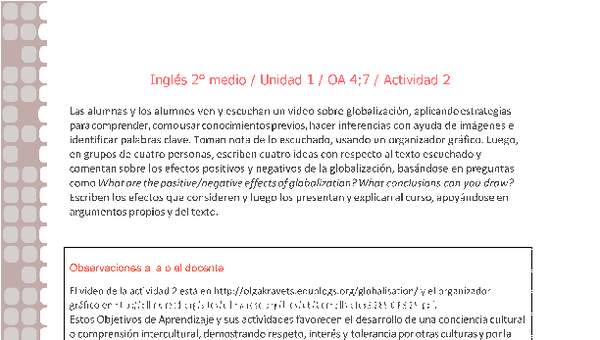 Inglés 2 medio-Unidad 1-OA4;7-Actividad 2 Inglés 2 medio-Unidad 1-OA4;7-Actividad 2