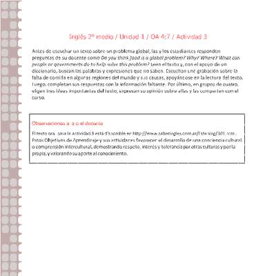Inglés 2 medio-Unidad 1-OA4;7-Actividad 3 Inglés 2 medio-Unidad 1-OA4;7-Actividad 3