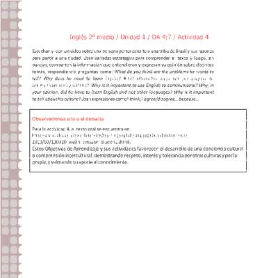 Inglés 2 medio-Unidad 1-OA4;7-Actividad 4 Inglés 2 medio-Unidad 1-OA4;7-Actividad 4