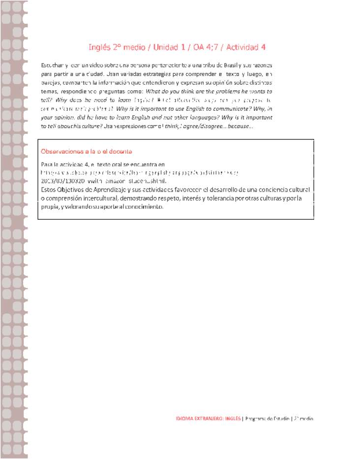 Inglés 2 medio-Unidad 1-OA4;7-Actividad 4 Inglés 2 medio-Unidad 1-OA4;7-Actividad 4