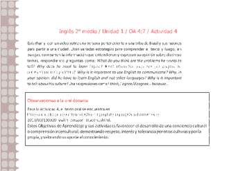 Inglés 2 medio-Unidad 1-OA4;7-Actividad 4 Inglés 2 medio-Unidad 1-OA4;7-Actividad 4