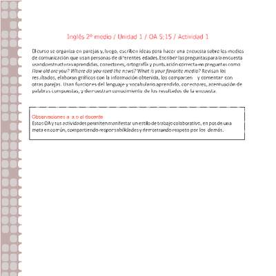Inglés 2 medio-Unidad 1-OA5;15-Actividad 1 Inglés 2 medio-Unidad 1-OA5;15-Actividad 1