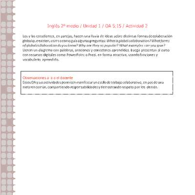 Inglés 2 medio-Unidad 1-OA5;15-Actividad 2 Inglés 2 medio-Unidad 1-OA5;15-Actividad 2