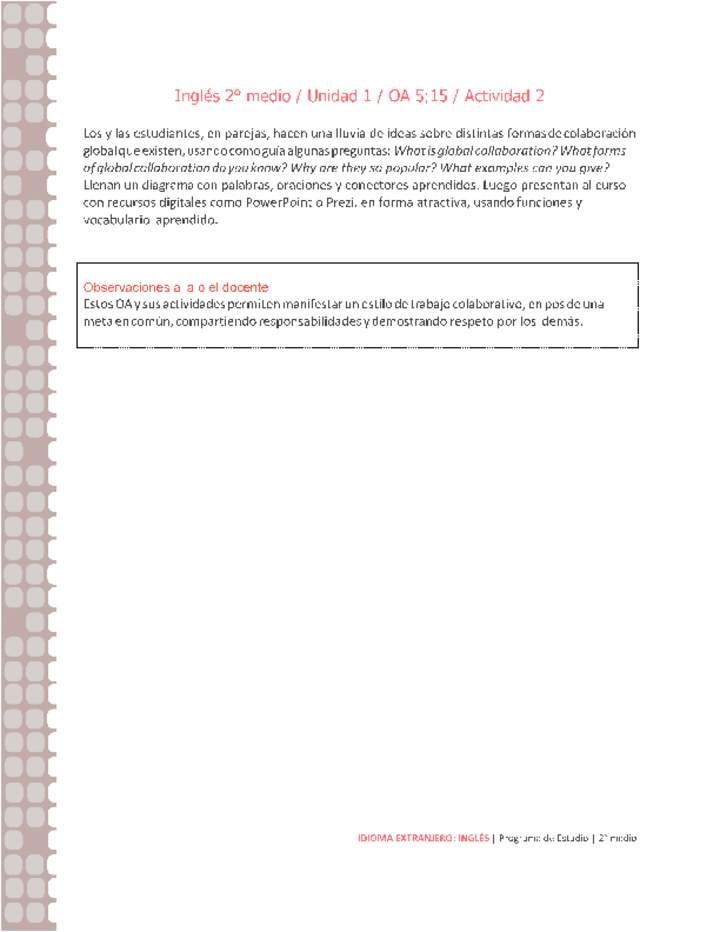 Inglés 2 medio-Unidad 1-OA5;15-Actividad 2 Inglés 2 medio-Unidad 1-OA5;15-Actividad 2