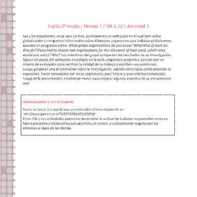 Inglés 2 medio-Unidad 1-OA6;10-Actividad 1 Inglés 2 medio-Unidad 1-OA6;10-Actividad 1