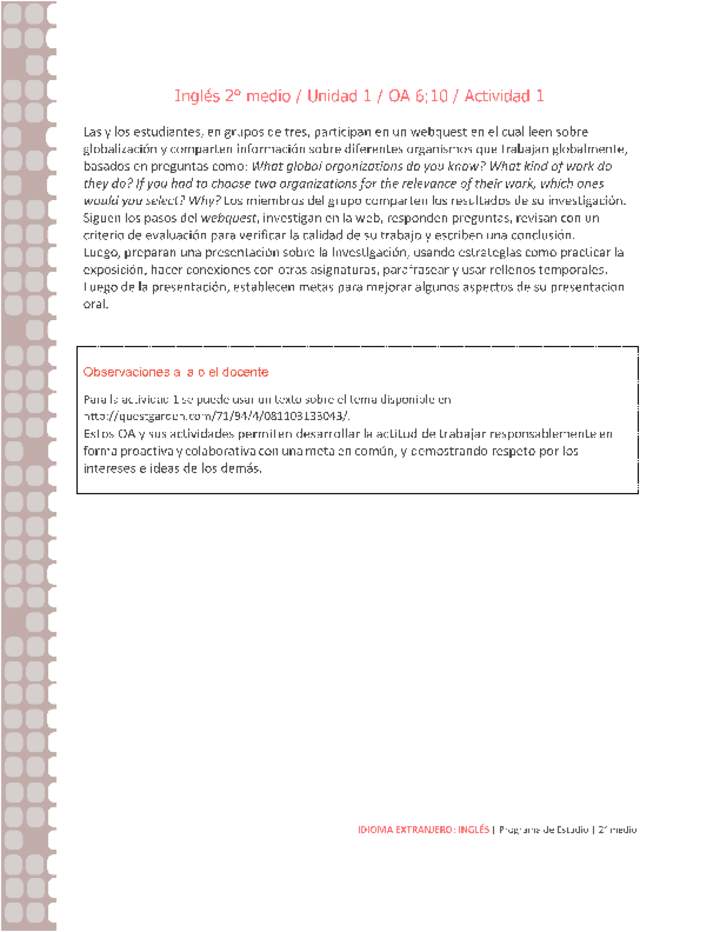 Inglés 2 medio-Unidad 1-OA6;10-Actividad 1 Inglés 2 medio-Unidad 1-OA6;10-Actividad 1