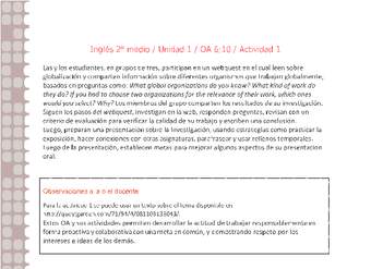 Inglés 2 medio-Unidad 1-OA6;10-Actividad 1 Inglés 2 medio-Unidad 1-OA6;10-Actividad 1