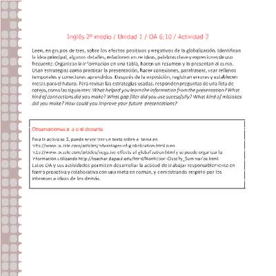 Inglés 2 medio-Unidad 1-OA6;10-Actividad 2 Inglés 2 medio-Unidad 1-OA6;10-Actividad 2