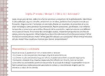 Inglés 2 medio-Unidad 1-OA6;10-Actividad 2 Inglés 2 medio-Unidad 1-OA6;10-Actividad 2