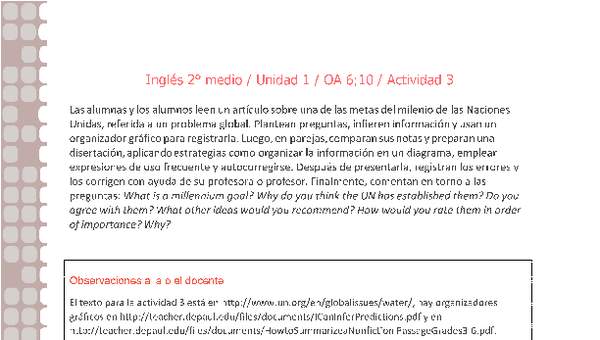 Inglés 2 medio-Unidad 1-OA6;10-Actividad 3 Inglés 2 medio-Unidad 1-OA6;10-Actividad 3
