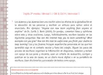 Inglés 2 medio-Unidad 1-OA9;13;14-Actividad 1 Inglés 2 medio-Unidad 1-OA9;13;14-Actividad 1