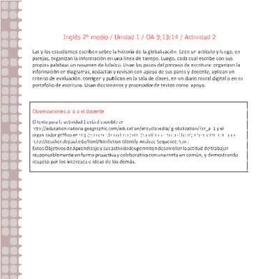 Inglés 2 medio-Unidad 1-OA9;13;14-Actividad 2 Inglés 2 medio-Unidad 1-OA9;13;14-Actividad 2