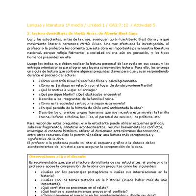 Lengua y Literatura 1 medio-Unidad 1-OA3;7;12-Actividad 5 Lengua y Literatura 1 medio-Unidad 1-OA3;7;12-Actividad 5