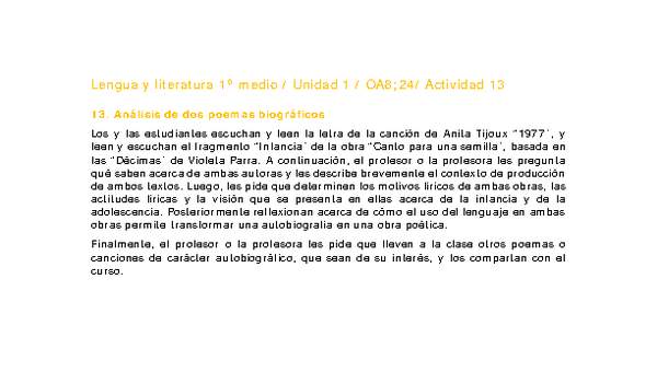 Lengua y Literatura 1 medio-Unidad 1-OA8;24-Actividad 13 Lengua y Literatura 1 medio-Unidad 1-OA8;24-Actividad 13