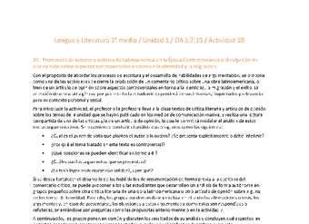 Lengua y Literatura 2 medio-Unidad 1-OA3;7;11-Actividad 10 Lengua y Literatura 2 medio-Unidad 1-OA3;7;11-Actividad 10