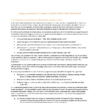 Lengua y Literatura 2 medio-Unidad 1-OA3;7;11-Actividad 9
