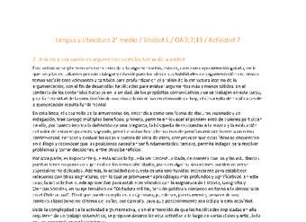 Lengua y Literatura 2 medio-Unidad 1-OA3;7;13;20;23-Actividad 7 Lengua y Literatura 2 medio-Unidad 1-OA3;7;13;20;23-Actividad 7