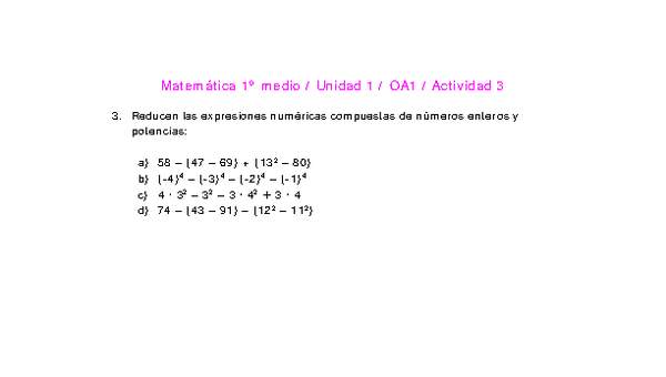 Matemática 1 medio-Unidad 1-OA1-Actividad 3 Matemática 1 medio-Unidad 1-OA1-Actividad 3