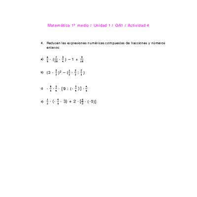 Matemática 1 medio-Unidad 1-OA1-Actividad 4 Matemática 1 medio-Unidad 1-OA1-Actividad 4