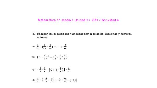 Matemática 1 medio-Unidad 1-OA1-Actividad 4 Matemática 1 medio-Unidad 1-OA1-Actividad 4