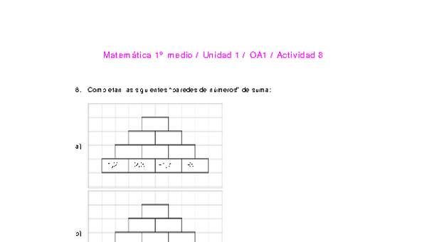 Matemática 1 medio-Unidad 1-OA1-Actividad 8 Matemática 1 medio-Unidad 1-OA1-Actividad 8
