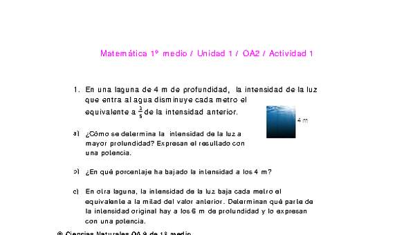 Matemática 1 medio-Unidad 1-OA2-Actividad 1 Matemática 1 medio-Unidad 1-OA2-Actividad 1