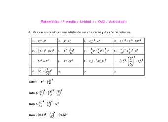 Matemática 1 medio-Unidad 1-OA2-Actividad 4 Matemática 1 medio-Unidad 1-OA2-Actividad 4