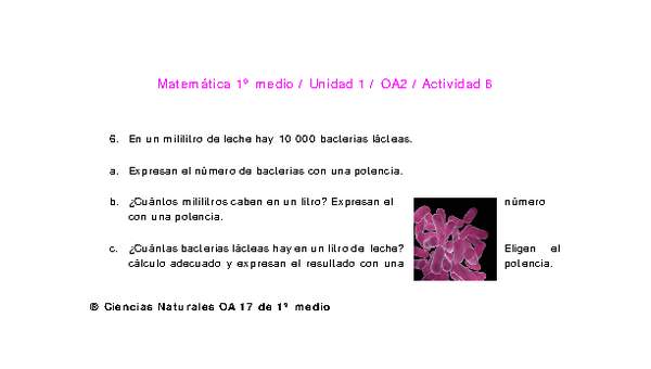 Matemática 1 medio-Unidad 1-OA2-Actividad 6 Matemática 1 medio-Unidad 1-OA2-Actividad 6