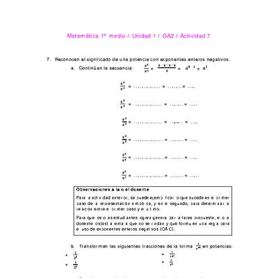 Matemática 1 medio-Unidad 1-OA2-Actividad 7 Matemática 1 medio-Unidad 1-OA2-Actividad 7