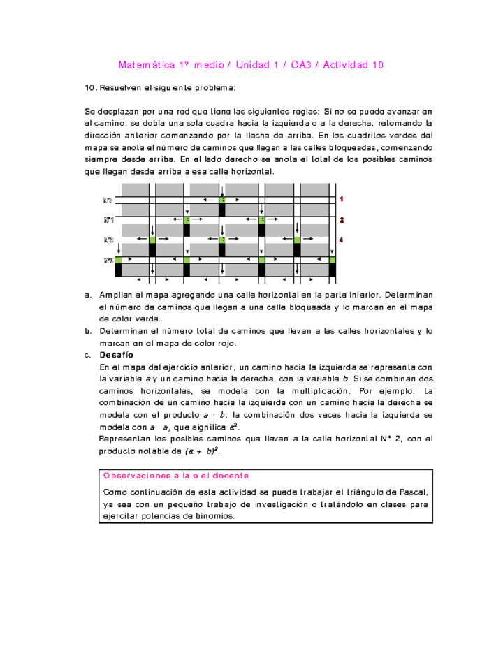 Matemática 1 medio-Unidad 1-OA3-Actividad 10 Matemática 1 medio-Unidad 1-OA3-Actividad 10