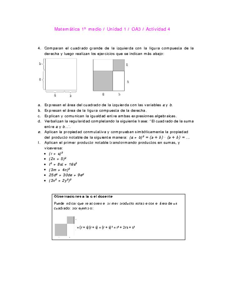 Matemática 1 medio-Unidad 1-OA3-Actividad 4 Matemática 1 medio-Unidad 1-OA3-Actividad 4