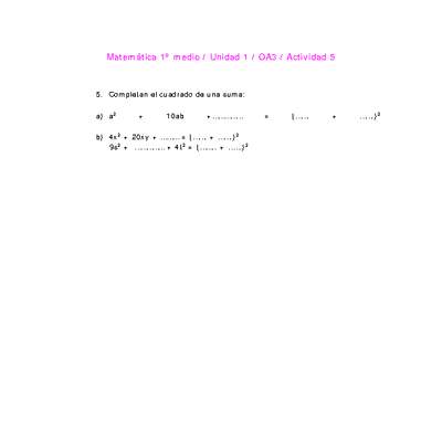 Matemática 1 medio-Unidad 1-OA3-Actividad 5 Matemática 1 medio-Unidad 1-OA3-Actividad 5