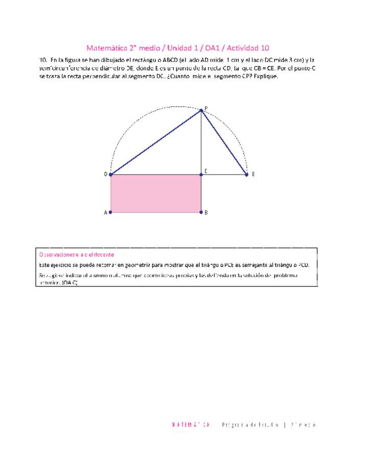 Matemática 2 medio-Unidad 1-OA1-Actividad 10 Matemática 2 medio-Unidad 1-OA1-Actividad 10