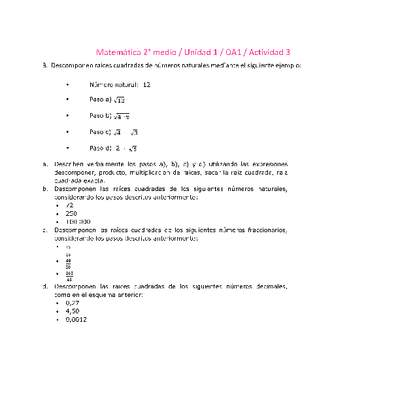 Matemática 2 medio-Unidad 1-OA1-Actividad 3 Matemática 2 medio-Unidad 1-OA1-Actividad 3