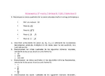 Matemática 2 medio-Unidad 1-OA1-Actividad 3 Matemática 2 medio-Unidad 1-OA1-Actividad 3