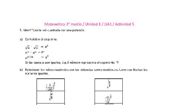 Matemática 2 medio-Unidad 1-OA1-Actividad 5 Matemática 2 medio-Unidad 1-OA1-Actividad 5