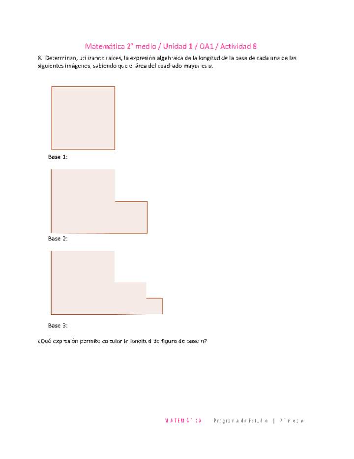 Matemática 2 medio-Unidad 1-OA1-Actividad 8 Matemática 2 medio-Unidad 1-OA1-Actividad 8