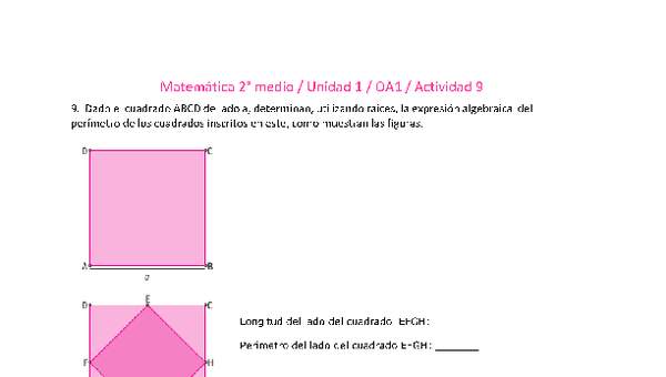 Matemática 2 medio-Unidad 1-OA1-Actividad 9 Matemática 2 medio-Unidad 1-OA1-Actividad 9