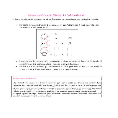 Matemática 2 medio-Unidad 1-OA2-Actividad 1 Matemática 2 medio-Unidad 1-OA2-Actividad 1