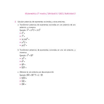 Matemática 2 medio-Unidad 1-OA2-Actividad 2 Matemática 2 medio-Unidad 1-OA2-Actividad 2