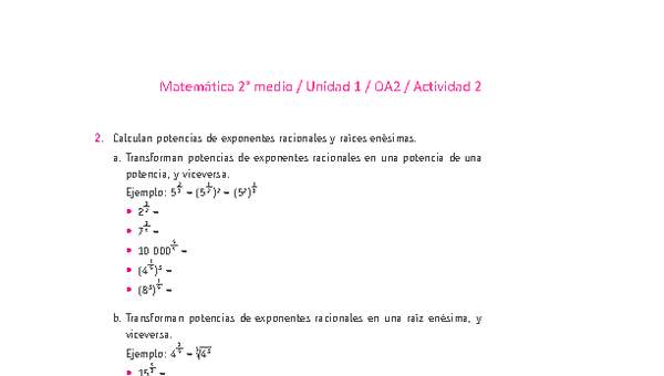 Matemática 2 medio-Unidad 1-OA2-Actividad 2 Matemática 2 medio-Unidad 1-OA2-Actividad 2