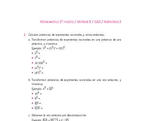 Matemática 2 medio-Unidad 1-OA2-Actividad 2 Matemática 2 medio-Unidad 1-OA2-Actividad 2